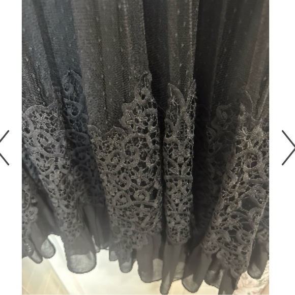 Dainty Jewell Black Sheer Lace Long Sleeve Maxi Dress Sz L Crochet High Neck - Picture 6 of 11